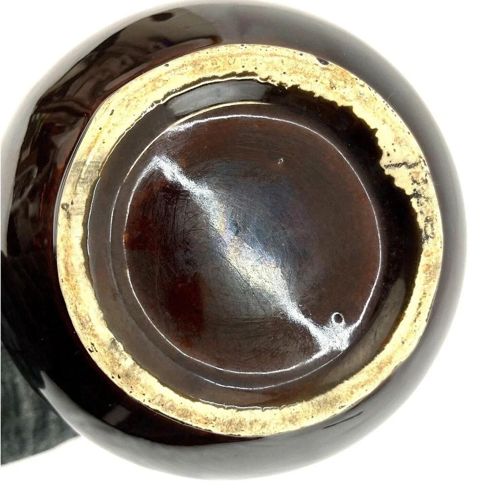 Vintage Brown Drip Glaze Vase Unbranded Round Bottom Cylinder‎ Shaped Top